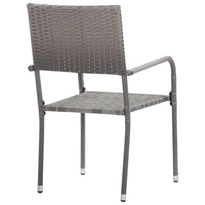 vidaXL Patio Dining Chairs 2 pcs Stackable Gray Poly Rattan