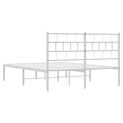 vidaXL Metal Bed Frame without Mattress with Headboard White 53.1"x74.8"