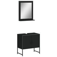 vidaXL 2 Piece Bathroom Cabinet Set Black Engineered Wood