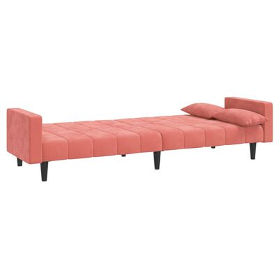 vidaXL 2-Seater Sofa Bed with Two Pillows Pink Velvet