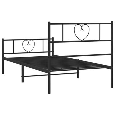 vidaXL Metal Bed Frame without Mattress with Footboard Black 39.4"x74.8"