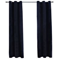 vidaXL Blackout Curtains with Rings 2 pcs Black 37"x84" Velvet