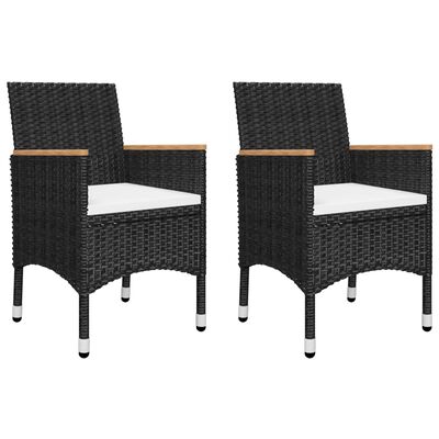 vidaXL 3 Piece Bistro Set Poly Rattan and Acacia Wood Black