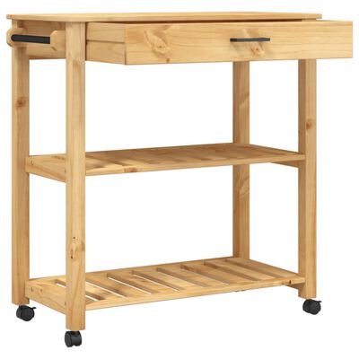 vidaXL Kitchen Trolley MONZA 33.1"x15.7"x35.4" Solid Wood Pine