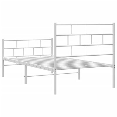 vidaXL Metal Bed Frame without Mattress with Footboard White 39.4"x74.8"