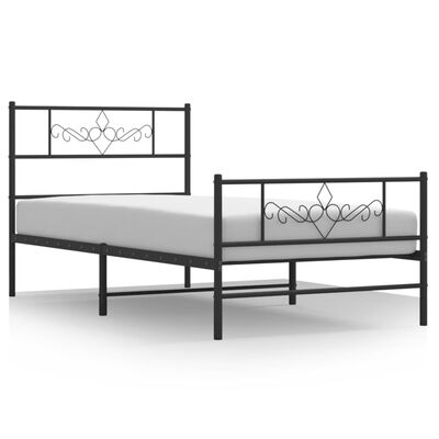 vidaXL Metal Bed Frame without Mattress with Footboard Black 39.4"x78.7"