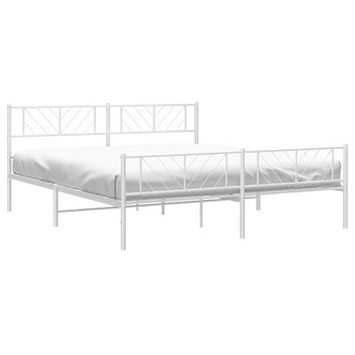 vidaXL Metal Bed Frame without Mattress with Footboard White 72"x83.9"