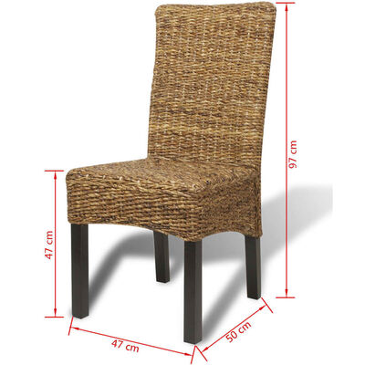 vidaXL Dining Chairs 2 pcs Abaca and Solid Mango Wood