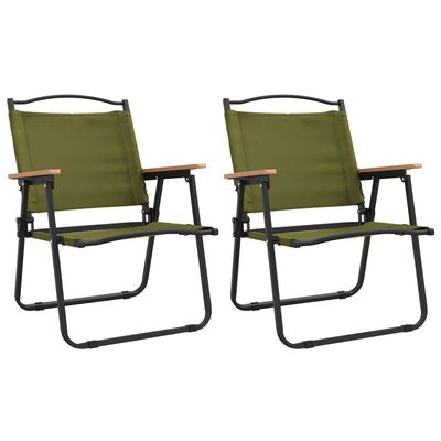 vidaXL Camping Chairs 2 pcs Green 21.3"x21.7"x30.7" Oxford Fabric