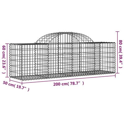 vidaXL Arched Gabion Baskets 5 pcs 78.7"x19.7"x23.6"/31.5" Galvanized Iron