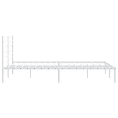 vidaXL Metal Bed Frame without Mattress with Headboard White 72"x83.9"