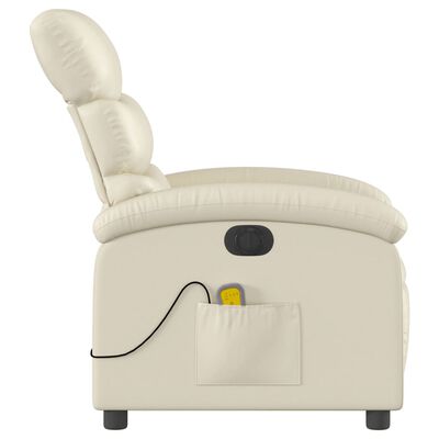 vidaXL Electric Massage Recliner Chair Cream Faux Leather