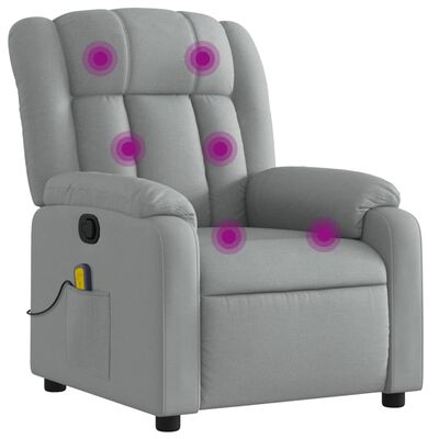 vidaXL Massage Recliner Chair Light Gray Fabric