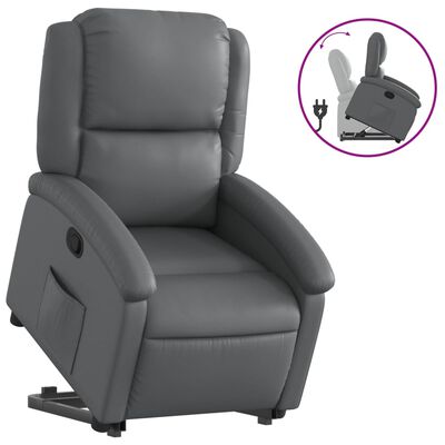 vidaXL Stand up Recliner Chair Gray Faux Leather