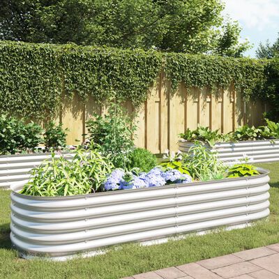 vidaXL Garden Raised Bed 94.5"x31.5"x17.3" Galvanized Steel Silver