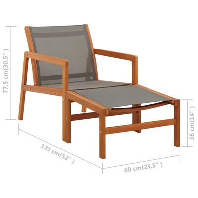 vidaXL Patio Chair with Footrest Solid Eucalyptus Wood&Textilene