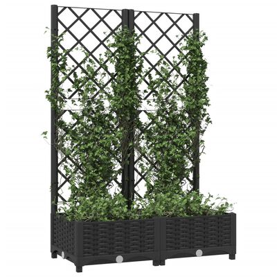 vidaXL Garden Planter with Trellis Black 31.5"x15.7"x47.8" PP