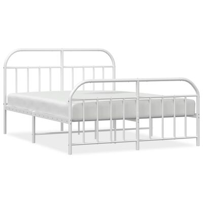 vidaXL Metal Bed Frame without Mattress with Footboard White 59.1"x78.7"