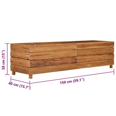 vidaXL Raised Bed 59.1"x15.7"x15" Recycled Teak Wood and Steel