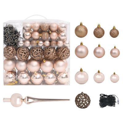 vidaXL Artificial Pre-lit Christmas Tree with Ball Set White 82.7" PVC