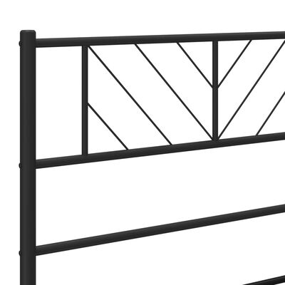 vidaXL Metal Bed Frame without Mattress with Headboard Black 39.4"x74.8"