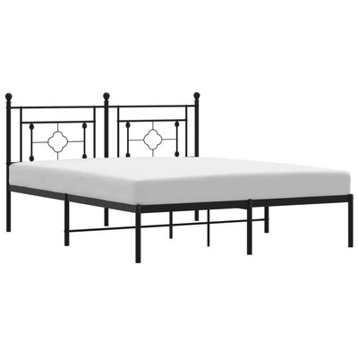 vidaXL Metal Bed Frame without Mattress with Headboard Black 59.1"x78.7"