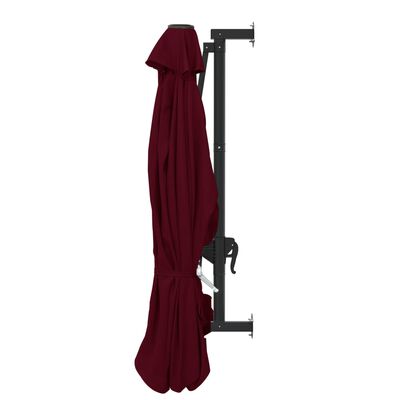 vidaXL Wall-Mounted Garden Parasol with Metal Pole 118.1" Burgundy