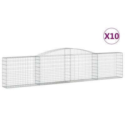 vidaXL Arched Gabion Baskets 10 pcs 157.5"x11.8"x31.5"/39.4" Galvanized Iron