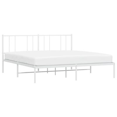 vidaXL Metal Bed Frame without Mattress with Headboard White 72"x83.9"