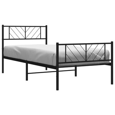 vidaXL Metal Bed Frame without Mattress with Footboard Black 39.4"x78.7"