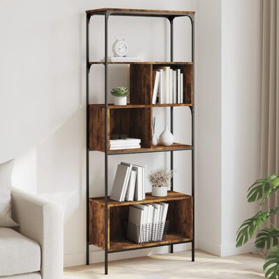 vidaXL Bookcase 5-Tier Smoked Oak 29.9"x13"x74.2" Engineered Wood