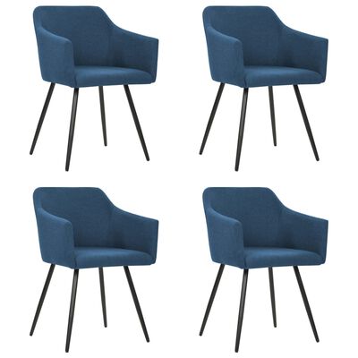 vidaXL Dining Chairs 4 pcs Blue Fabric