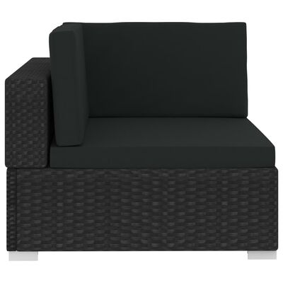 vidaXL 4 Piece Patio Sofa Set with Cushions Poly Rattan Black