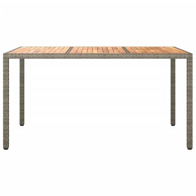 vidaXL Patio Table 59.1"x35.4"x29.5" Poly Rattan and Acacia Wood Gray