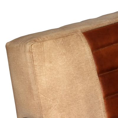 vidaXL Lounge Chair Brown Genuine Leather and Canvas