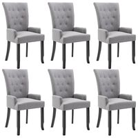 vidaXL Dining Chairs with Armrests 6 pcs Light Gray Fabric