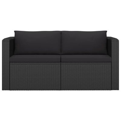 vidaXL 11 Piece Patio Lounge Set with Cushions Poly Rattan Black