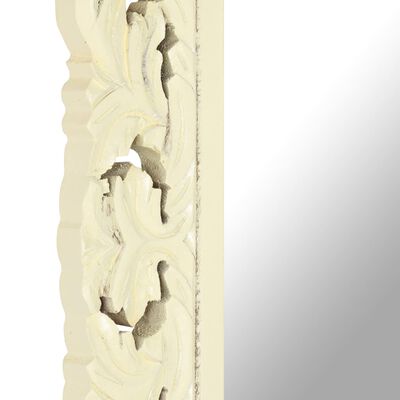 vidaXL Hand Carved Mirror White 31.5"x19.7" Solid Mango Wood