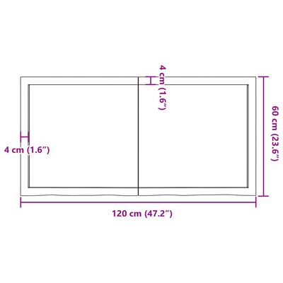 vidaXL Table Top Light Brown 47.2"x23.6"x(0.8"-1.6") Treated Solid Wood Oak