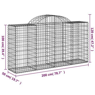 vidaXL Arched Gabion Baskets 12 pcs 78.7"x19.7"x39.4"/47.2" Galvanized Iron