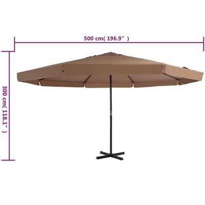 vidaXL Garden Parasol with Aluminum Pole 196.9" Taupe