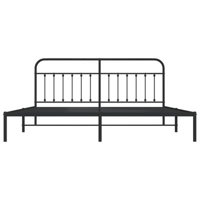 vidaXL Metal Bed Frame with Headboard Black 76"x79.9" King