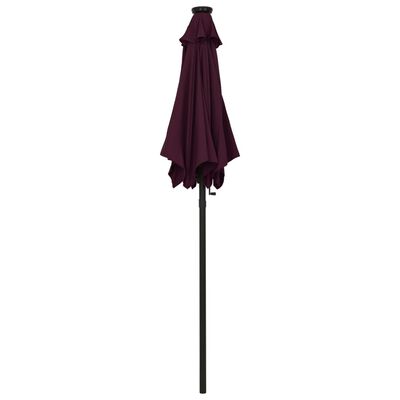 vidaXL Garden Parasol with LED Lights Bordeaux Red 78.7"x83.1" Aluminum