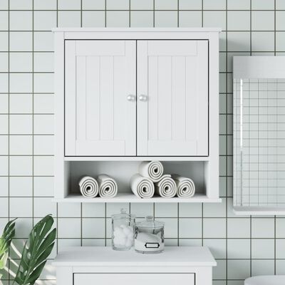 vidaXL Bathroom Wall Cabinet BERG White 27.4"x10.6"x28.1" Solid Wood