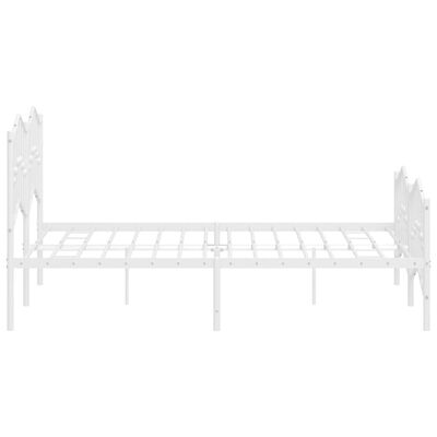 vidaXL Metal Bed Frame without Mattress with Footboard White 53.1"x74.8"