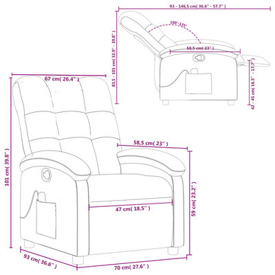 vidaXL Massage Recliner Chair Dark Gray Fabric