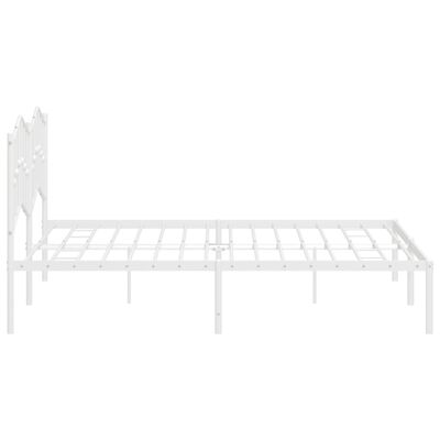 vidaXL Metal Bed Frame without Mattress with Headboard White 72"x83.9"