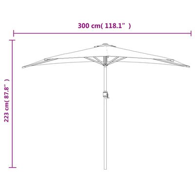 vidaXL Garden Parasol with Aluminum Pole Anthracite 118.1"x61" Half