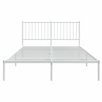 vidaXL Metal Bed Frame with Headboard White 53.9"x74.8" Full