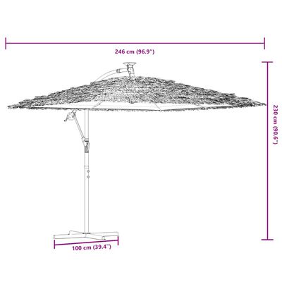 vidaXL Garden Parasol with Steel Pole Brown 96.9"x96.9"x90.6"